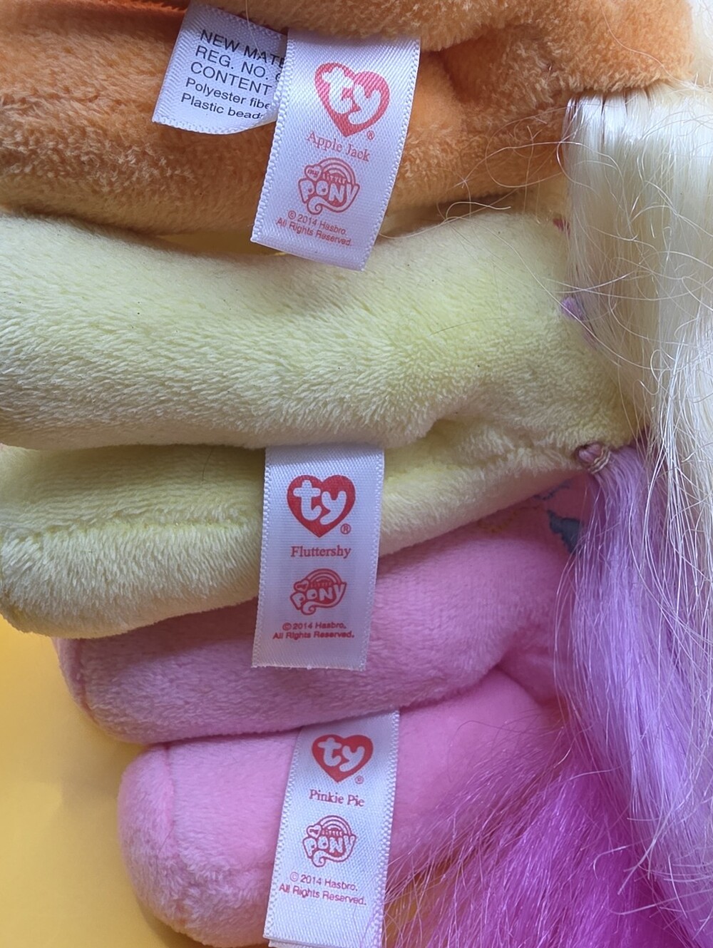 TY My Little Pony Plush Lot Fluttershy Pinkie Pie Applejack 7" - Picture 5 of 6